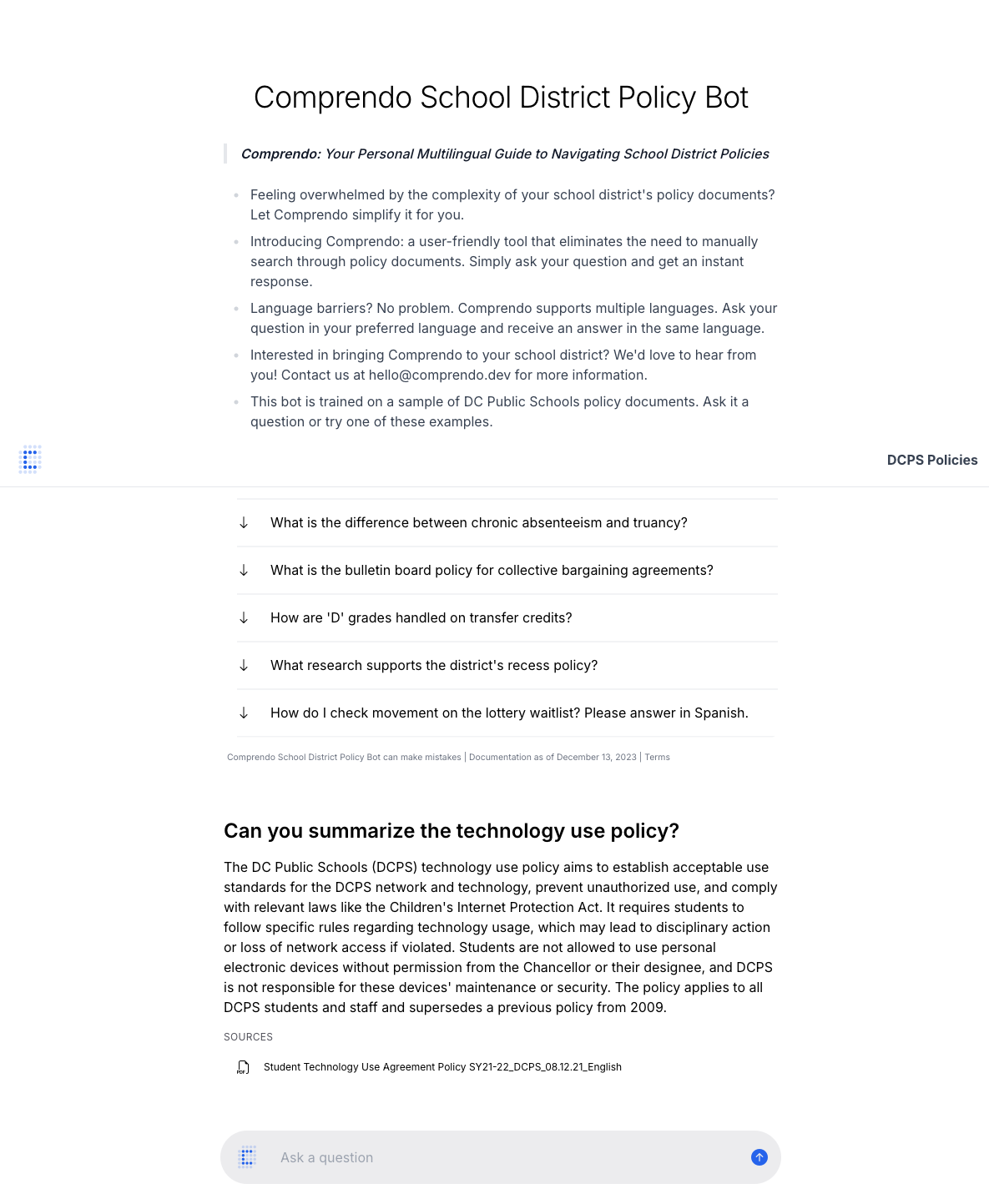 Response with linked source documents